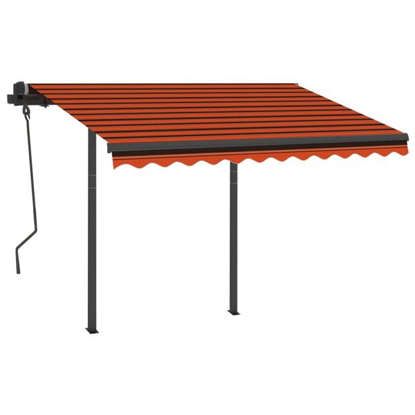 vidaXL Toldo autom&aacute;tico LED sensor de viento naranja y marr&oacute;n 3x2,5 m