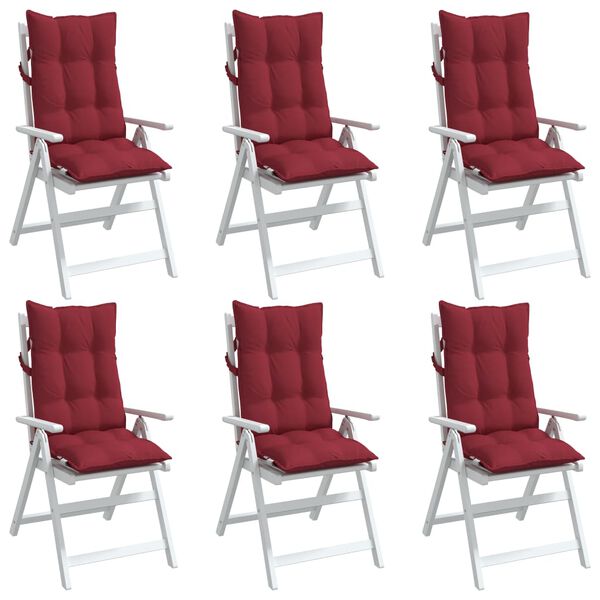 vidaXL Cojines de silla con respaldo alto 6 uds tela Oxford rojo tinto