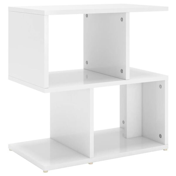 vidaXL Mesita de noche madera contrachapada blanco brillo 50x30x51,5cm