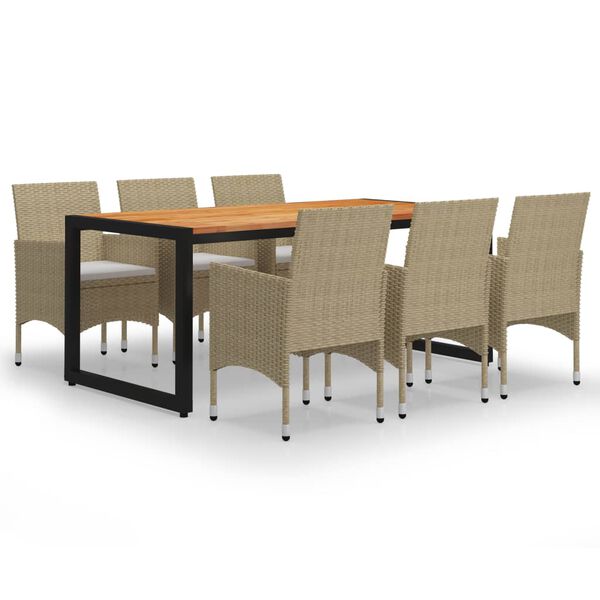 vidaXL Juego de comedor para jard&iacute;n 7 piezas beige
