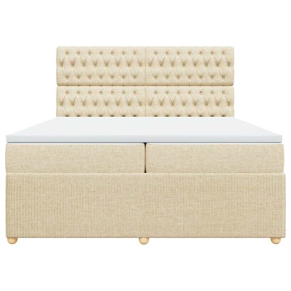 vidaXL Cama box spring con colch&oacute;n tela color crema 200x200 cm