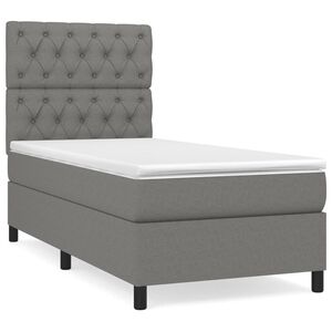 vidaXL Cama box spring con colch&oacute;n tela gris oscuro 80x200 cm