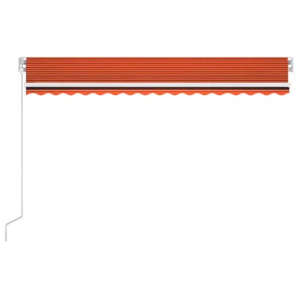 vidaXL Toldo retr&aacute;ctil manual con LED naranja y marr&oacute;n 400x300 cm