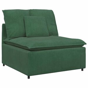 vidaXL M&oacute;dulo central de sof&aacute; modular con cojines, verde oscuro, 100 cm