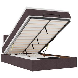 vidaXL Cama otomana con colch&oacute;n marr&oacute;n oscuro 120x200 cm tela