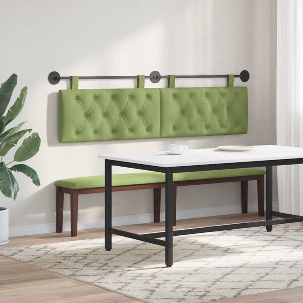 vidaXL Cabecera Colgante Verde claro 170 x 55 x 7 cm Terciopelo