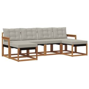 vidaXL Conjunto de sof&aacute;s de exterior 6 pcs Gris Natural y Claro