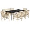 vidaXL Set comedor de jard&iacute;n 9 pzas con cojines rat&aacute;n sint&eacute;tico beige
