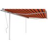 vidaXL Toldo manual retr&aacute;ctil con postes naranja y marr&oacute;n 4,5x3 m