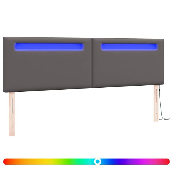vidaXL Cabecero LED Gris 180 cm Cuero sint&eacute;tico