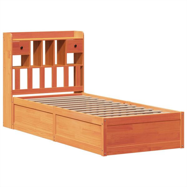 vidaXL Cama sin colch&oacute;n madera maciza de pino marr&oacute;n cera 100x200 cm