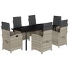 vidaXL Set comedor jard&iacute;n 7 pzas y cojines rat&aacute;n sint&eacute;tico gris claro