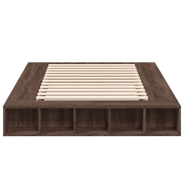 vidaXL Estructura de cama madera de ingenier&iacute;a marr&oacute;n roble 140x190 cm