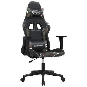 vidaXL Silla gaming cuero sint&eacute;tico negro y camuflaje