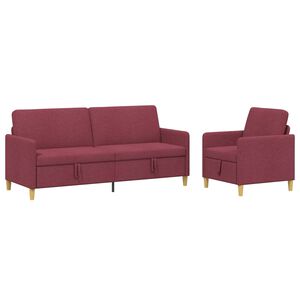 vidaXL Juego de Sof&aacute;s con Almacenamiento 2 uds. Rojo vino Poli&eacute;ster
