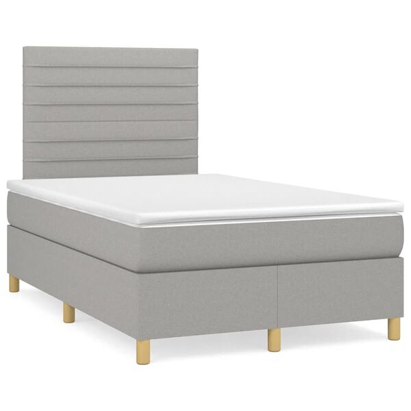 vidaXL Cama box spring con colch&oacute;n tela gris claro 120x190 cm