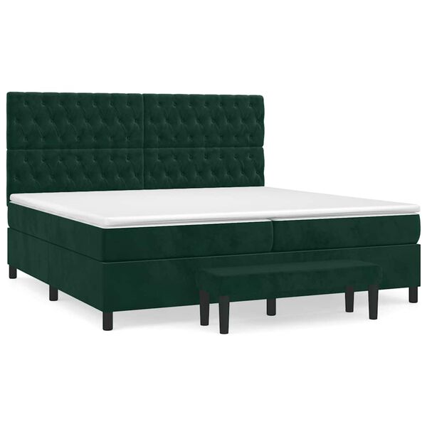 vidaXL Cama box spring con colch&oacute;n terciopelo verde oscuro 200x200 cm