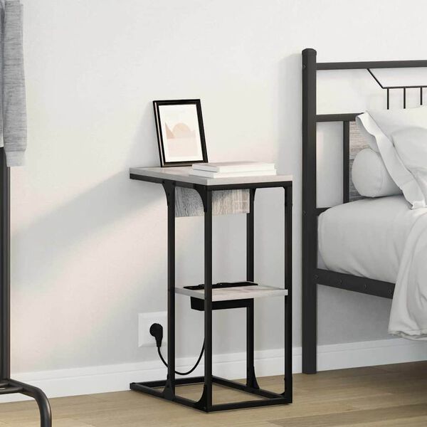 vidaXL Armario de Noche Gris Sonoma 41,5 x 26 x 60,5 cm