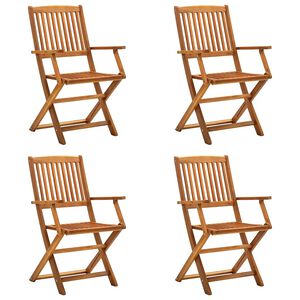 vidaXL Sillas plegables, 4 unidades, madera maciza de acacia.