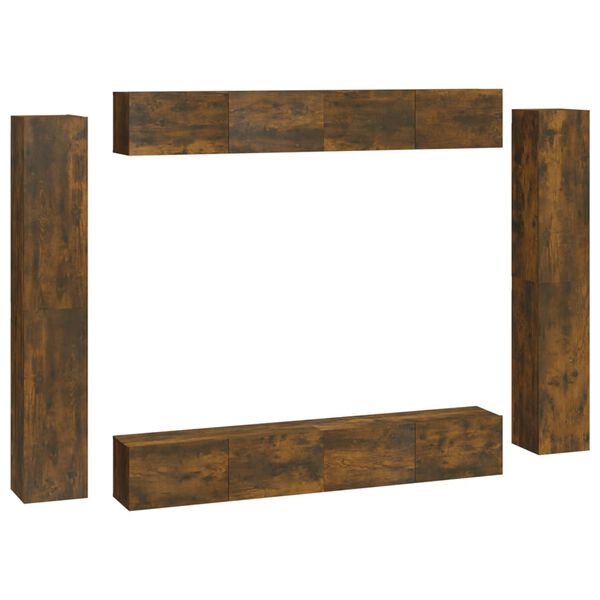 vidaXL Set de muebles de TV 8 pzas madera contrachapada roble ahumado