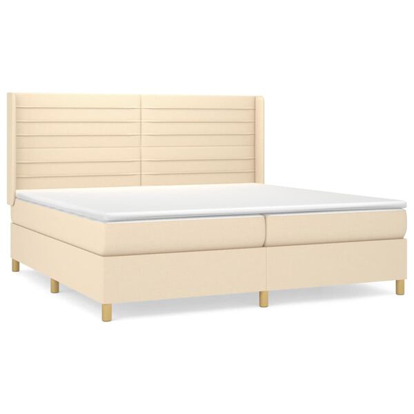 vidaXL Cama box spring con colch&oacute;n tela color crema 200x200 cm