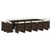 vidaXL Set comedor de jard&iacute;n y cojines 15 pzas rat&aacute;n sint&eacute;tico marr&oacute;n