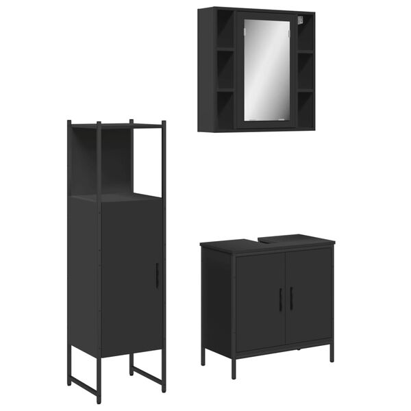 vidaXL Set de muebles de baño 3 piezas madera contrachapada negro
