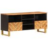 vidaXL Mueble de TV madera maciza mango marr&oacute;n y negro 100x33,5x46 cm