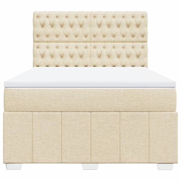 vidaXL Cama box spring con colch&oacute;n tela color crema 140x200 cm