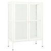 vidaXL Aparador de acero y vidrio blanco 75x35x105 cm