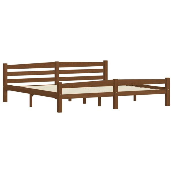 vidaXL Estructura cama sin colch&oacute;n madera pino marr&oacute;n miel 200x200 cm