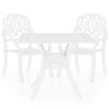 vidaXL Mesa y sillas de bistr&oacute; 3 piezas aluminio fundido blanco