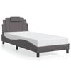 vidaXL Estructura de cama Viana sin colch&oacute;n cuero sint&eacute;tico gris 90x200 cm