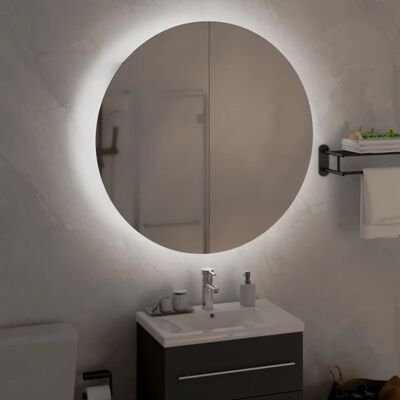 vidaXL Armario de baño con espejo redondo y LED blanco 54x54x17,5 cm