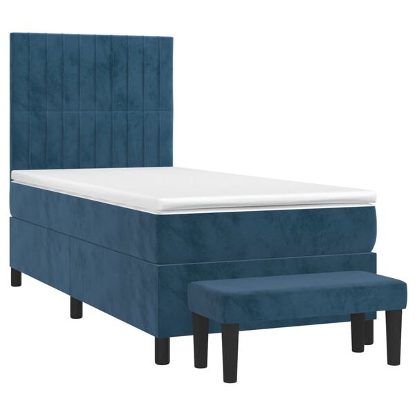 vidaXL Cama box spring con colch&oacute;n terciopelo azul oscuro 80x200 cm