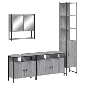 vidaXL Set de muebles de ba&ntilde;o 4 pzas madera contrachapada gris sonoma