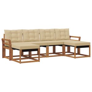 vidaXL Conjunto de sof&aacute;s de exterior con coj&iacute;n 6 pcs Natural y Beige