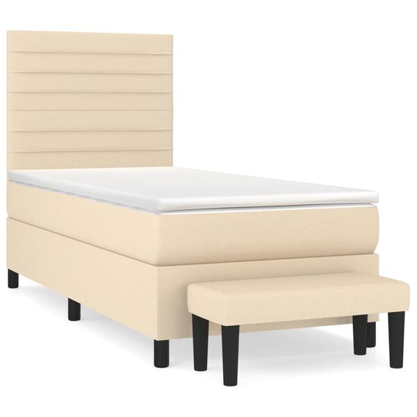 vidaXL Cama box spring con colch&oacute;n tela color crema 80x200 cm