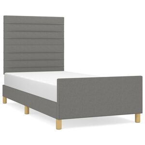 vidaXL Estructura de cama sin colch&oacute;n tela gris oscuro 90x190 cm
