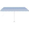 vidaXL Toldo autom&aacute;tico LED sensor de viento azul y blanco 450x300 cm