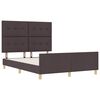 vidaXL Estructura de cama con cabecera Marr&oacute;n oscuro 140 x 190 cm tela