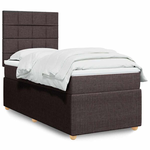 vidaXL Cama box spring con colch&oacute;n tela marr&oacute;n oscuro 80x200 cm