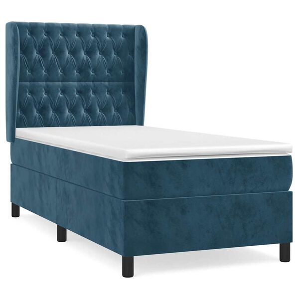 vidaXL Cama box spring con colch&oacute;n terciopelo azul oscuro 80x200 cm