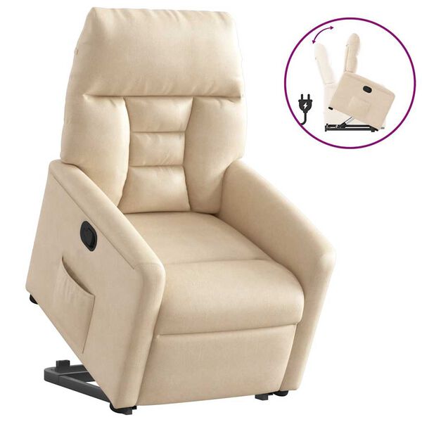 vidaXL Sill&oacute;n reclinable elevable tela de microfibra beige