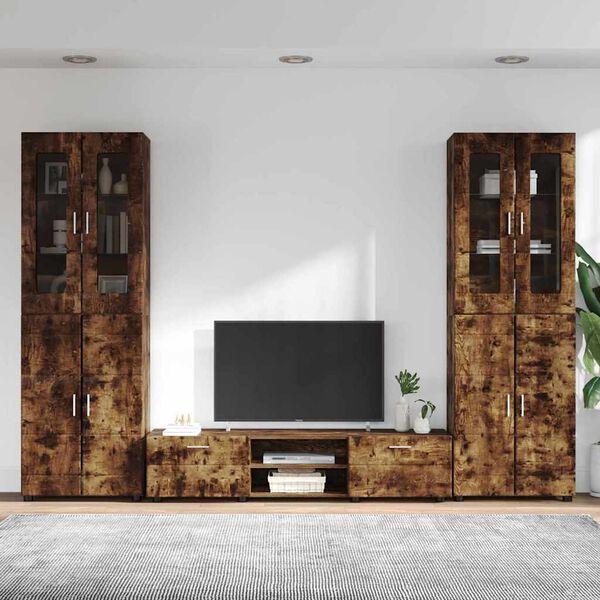 vidaXL Conjunto de mueble de TV con caj&oacute;n FLORIN Roble ahumado