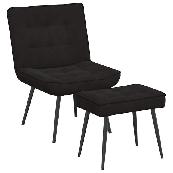 vidaXL Sill&oacute;n de relax con reposapi&eacute;s terciopelo negro