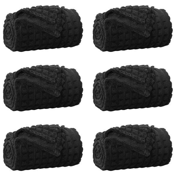 vidaXL Mantitas de Sof&aacute; 6 pcs Negro 240 x 220 cm Lana