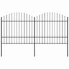 vidaXL Valla de jard&iacute;n con punta de lanza de acero 359x175 cm negra