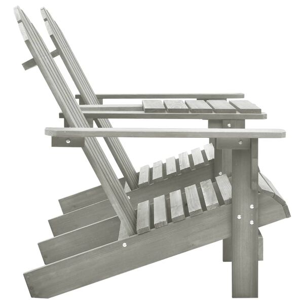 vidaXL Sillas Adirondack de jardín y mesita madera maciza abeto gris