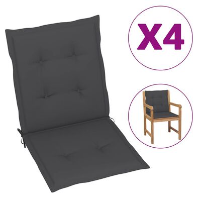 vidaXL Cojines para sillas de jardín 4 uds gris antracita 100x50x3 cm